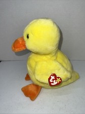 TY 1998 QUACKERS Duck Plush Beanie Buddy w/TAGS Vtg Stuffed Animal Retired 9  