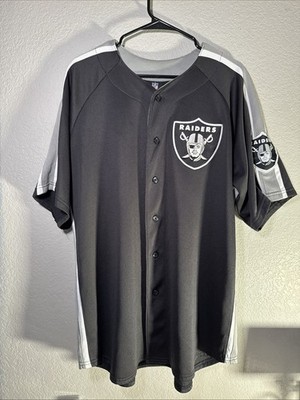 Vintage Oakland Raiders NFL apparel Baseball Jersey Shield Logo XL