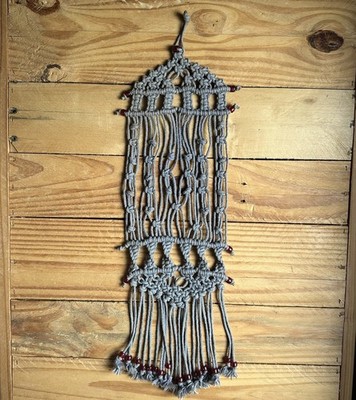 Macrame Wall Hanging Room Home Decor Woven Boho Chic Wall Home Art Red Beads