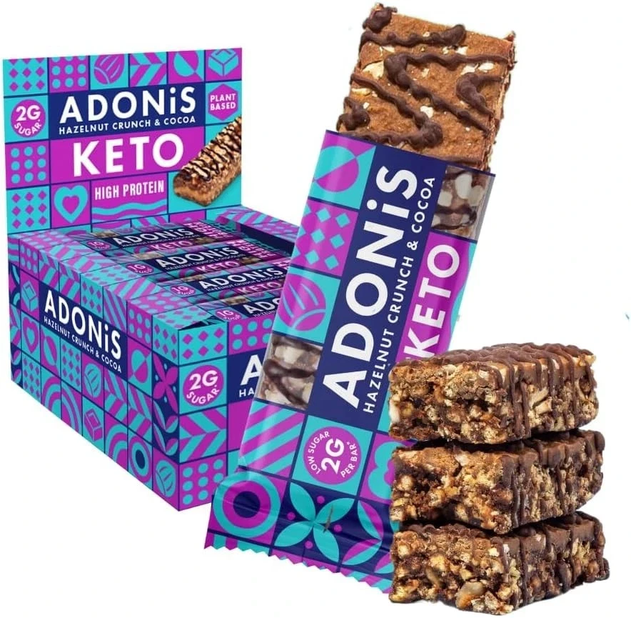 ‎ADONIS Adonis Protein Keto Bars (16x45g) | Peanut Butter, Hazelnut, Choc, Vegan & Keto