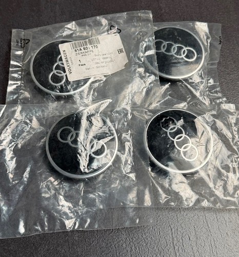 Original Audi Nabendeckel 60mm Schwarz Felgendeckel Nabenkappen 4 Stück neu