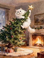Christmas Tree Diamond Art Kits for Adults Christmas Cat 12X16inch