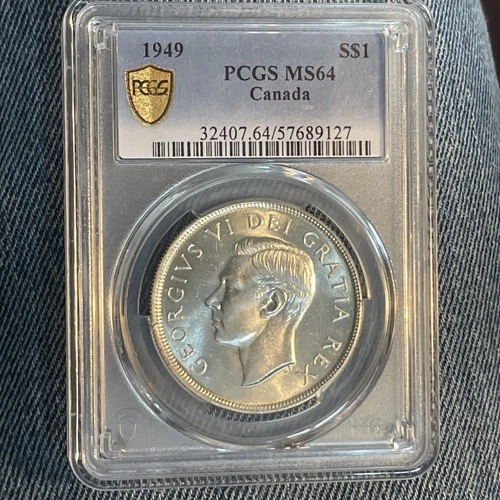 1949 CANADA  SILVER DOLLAR MS 64 PCGS MINT STATE 64 BEAUTIFUL Blast White