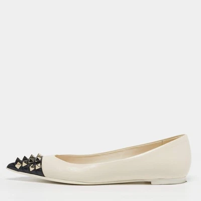 Ballerines Valentino Rockstud taille 36 en cuir blanc noir bout pointu - Photo 1/4