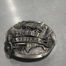 7223----1983 Proud To Be A Veteran belt buckle - Bergamot Brass Works - USA Made