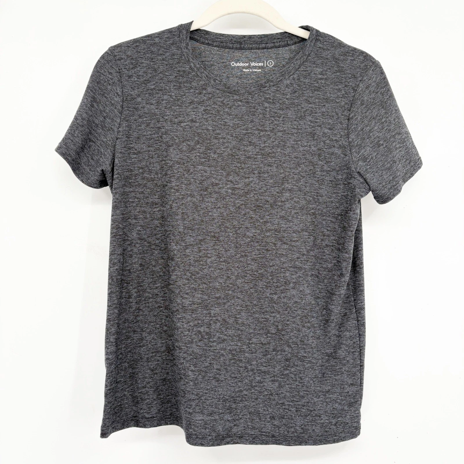 Outdoor Voices Womens Charcoal Heathered Activewear CloudKnit Athletic T-Shirt S