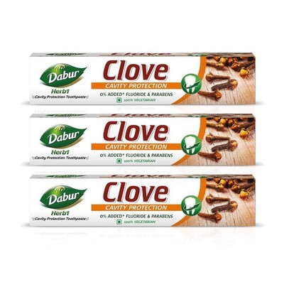 Dabur Herbal Anti Cavity Clove Toothpaste for Strong Teeth Bleeding Gums 200g x3