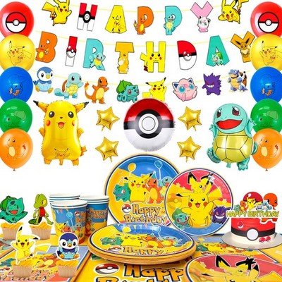 Pokemon Party Dekorations Pikachu Geburtstag Party Geschirr Set FolienBallons