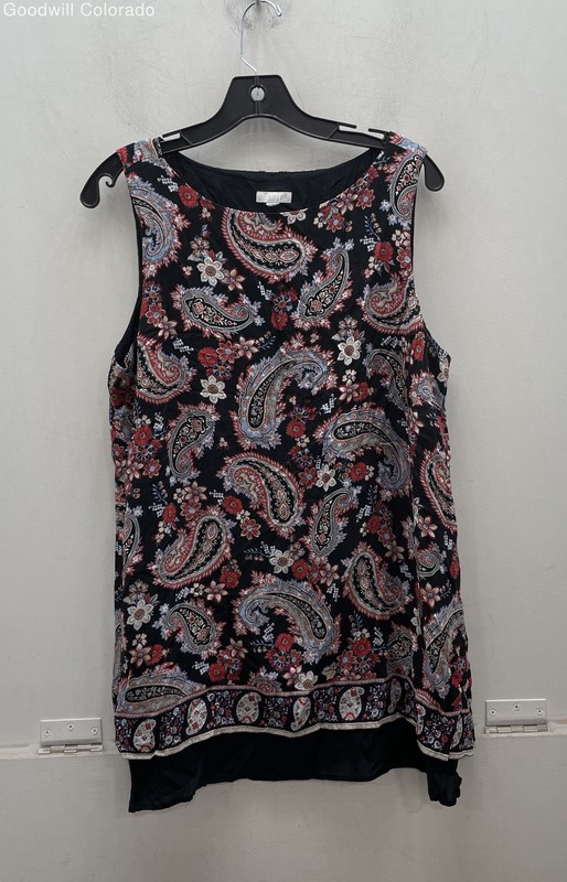 J. Jill Womens Multicolor Paisley Sleeveless Casual Tunic Blouse Top