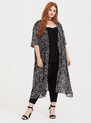Torrid Harry Potter Baroque Prof Snape Always Chiffon Kimono Duster Size 0X Rare