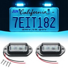 12V Waterproof Universal LED Car License Plate Tag Lamp 2PCS Ice Blue LED Lights