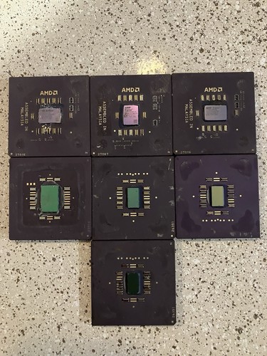 7 AMD Pentium Ceramic Chips For Scrap Gold Or Collection.