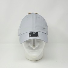 Nike Dri-Fit Metal Swoosh Unstructured Club Cap Hat Solid Gray M/L FB5372-077