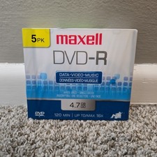 Maxwell 4.7 DVD-R 5 pk Brand New Sealed Package 120 Min Up To 16X Max
