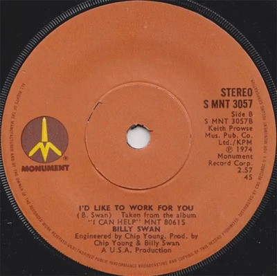 Billy Swan Im Her Fool Vinyl Single 7inch monument