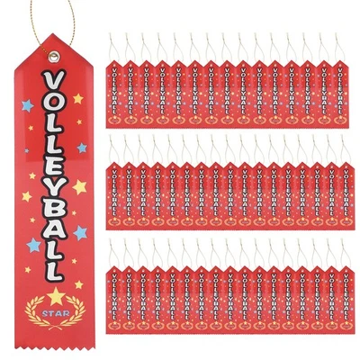 200stk Auszeichnungsbänder, 8 x 2" VOLLEYBALL Teilnahmebänder Fußball, Rot - Bild 1 von 4