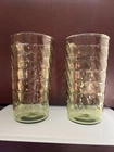 Set Of 2 Vintage 60’s Avocado Green Ribbed 5” Glasses