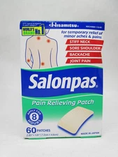 Salonpas Pain Relieving Patch, Up To 8-Hour Pain Relief - 60 Patches 11/2027