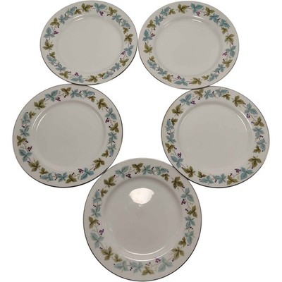 Vintage Fine China Japan MS 6701 Dessert Plates 7.5'' 5 Pcs Floral Grapes & Vines