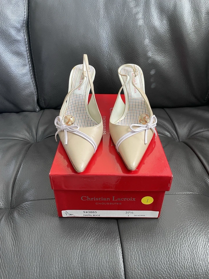 Christian Lacroix Vintage Tacón de Madera Eslinga Trasera Talla 37.5 Foto 2 de 4