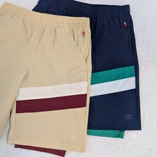 NEW 2 Pack Wilson Kids XL Shorts Blue Beige Lined Drawstring Waist Zip Pock