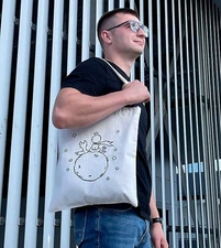 White Reusable Tote Bag Grocery Cotton Lightweight Eco Bag Unisex Dreamer Bag