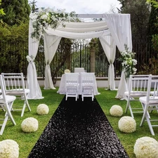 4x15ft Sequin Wedding Aisle Runner Rug - Sparkling Glitter Ceremony Carpet fo...