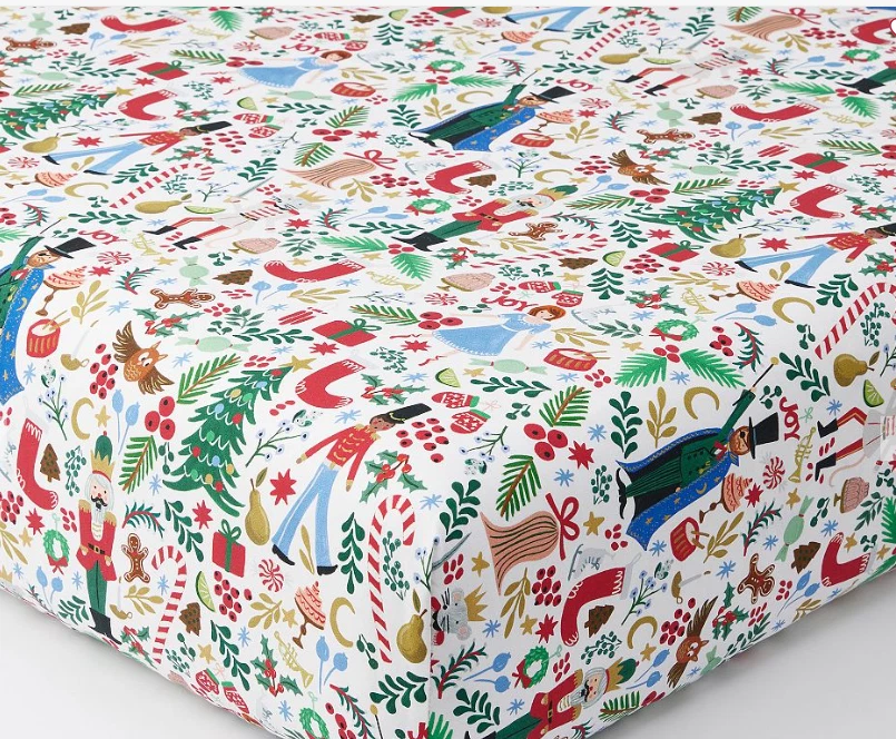 Pottery Barn Niños RIFLE PAPEL CASCANUECES Cuna/Niño Pequeño Sábana Ajustable PERCAL Nuevo Foto 2 de 4