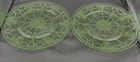 Set 2 Vintage Anchor Hocking Cameo Ballerina Green Uranium Dinner Plates 9.25"
