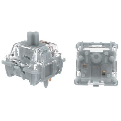 Zero Degree Fully Silent Silver Keyboard Switches, Linear 0° Dual-Rail 45g Fo...