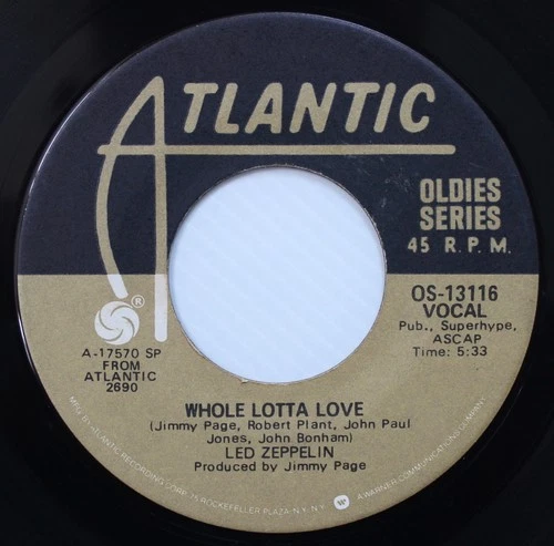 LED ZEPPELIN Whole Lotta Love / Living Loving Maid 7" CUT FOR JUKEBOX   U.S.