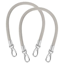 2Pcs 55cm 21.7" Braided Purse Strap Leather Light Gray Silver White Buckle 