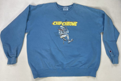 Champion Chip Chrome Crewneck Sweatshirt Men XL Blue