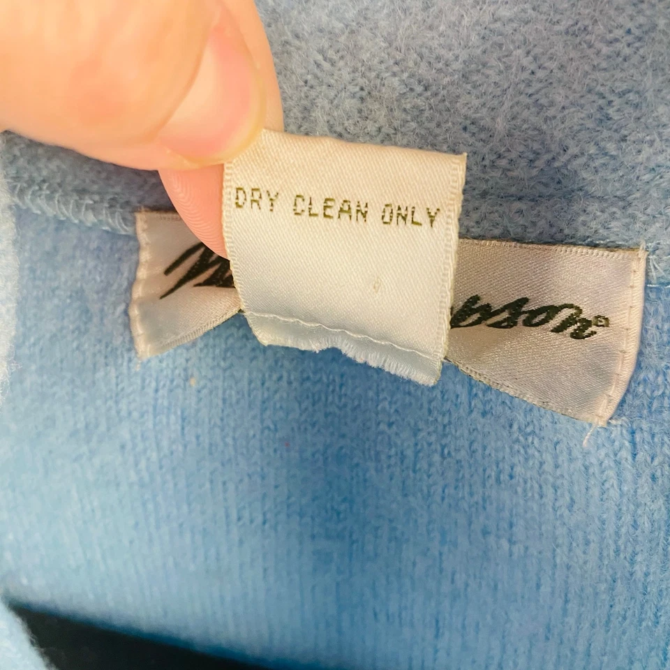 Cardigã Shacket Vintage Norm Thompson Lã Azul Claro Bebê Médio Preppy Aconchegante - Imagem 4 de 4