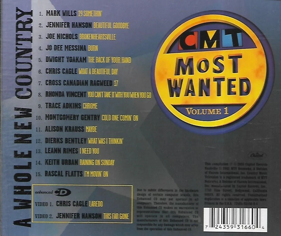 CMT Most Wanted Vol. 1 - Various Artists (2003 CD Album) - Image 2 of 2