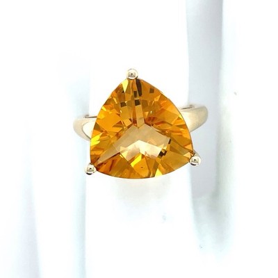 10k Yellow Gold Ct Trillion Checkerboard Cut Citrine Ring Size