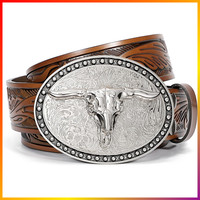 Cowboy GüRtel Leder PräGung FüR Jeans Western Stil Herren Damen Cowgirl
