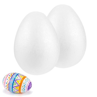 4Pcs Foam Eggs, 8 Inch White Craft Polystyrene Eggs - Smooth Surface for Spri...