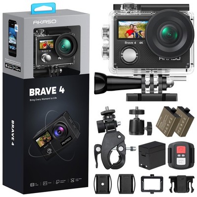 AKASO Brave 4 Action Camera 4K 30fps Ultra Hd Video 20MP Photo, EIS, WiFi... 