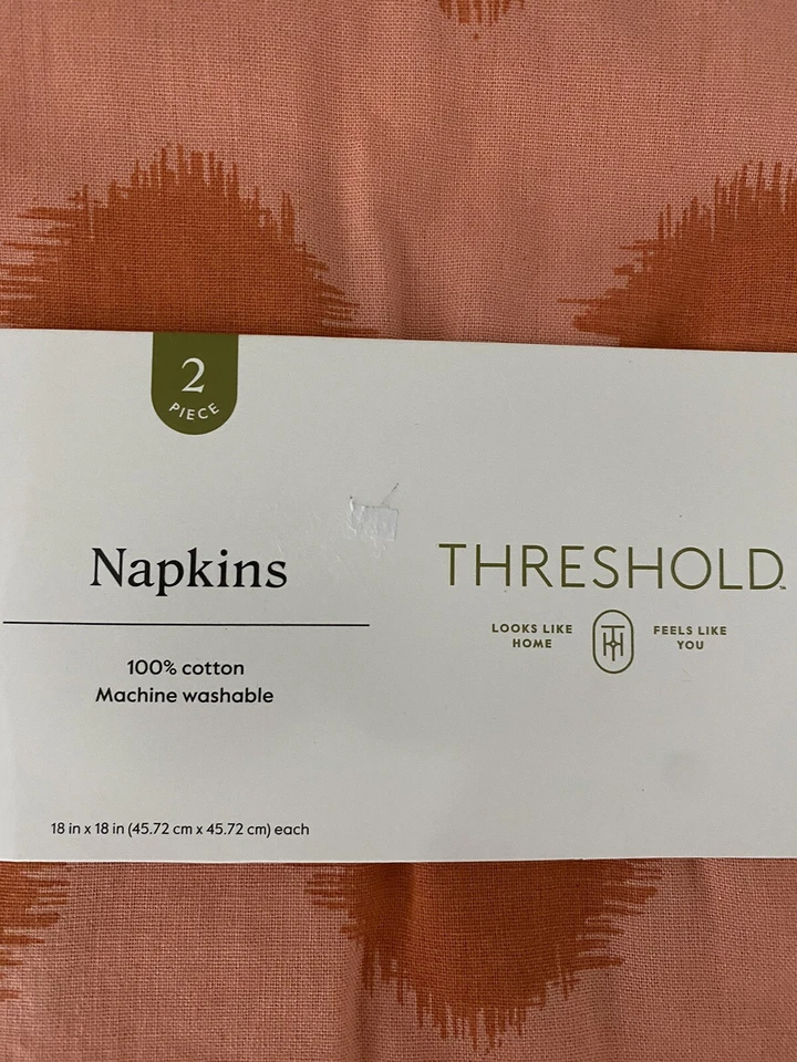 Threshold Orange Print 2 Piece 100% Cotton Fabric Napkin Set 18" x 18" New 🤗 - Image 2 of 4