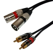 6ft Pro Audio Dual XLR Male to 2-RCA Male Stereo Plug Shielded Patch Cable Cord