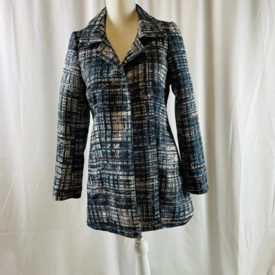 NWT Small Dixie modern fitted lined trench coat plaid