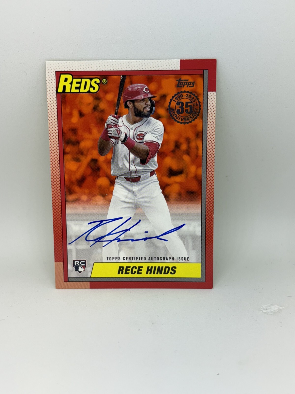 Rece Hinds 2025 Topps Rookie SP Orange 1990 Anniversary. On-card Auto  22/25