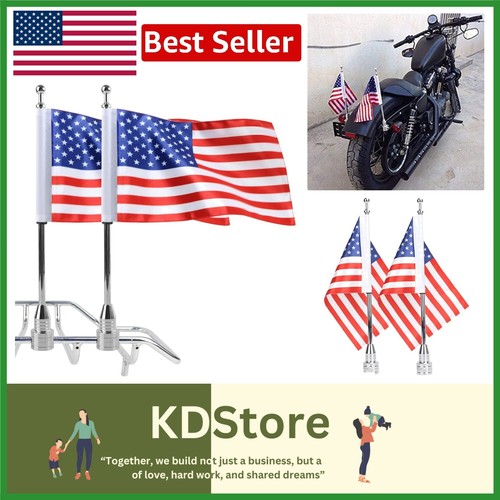 6x9 Inch American Flags for Motorcycle Flag Mount - 2PCS Kit Included