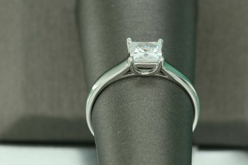 1CT Princess CUT CZ SOLITAIRE ENGAGEMENT RING 14K WHITE GOLD Finish - Picture 4 of 5
