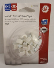 GE Nail-In Coax Cable Clips, White 73502, 20 pk