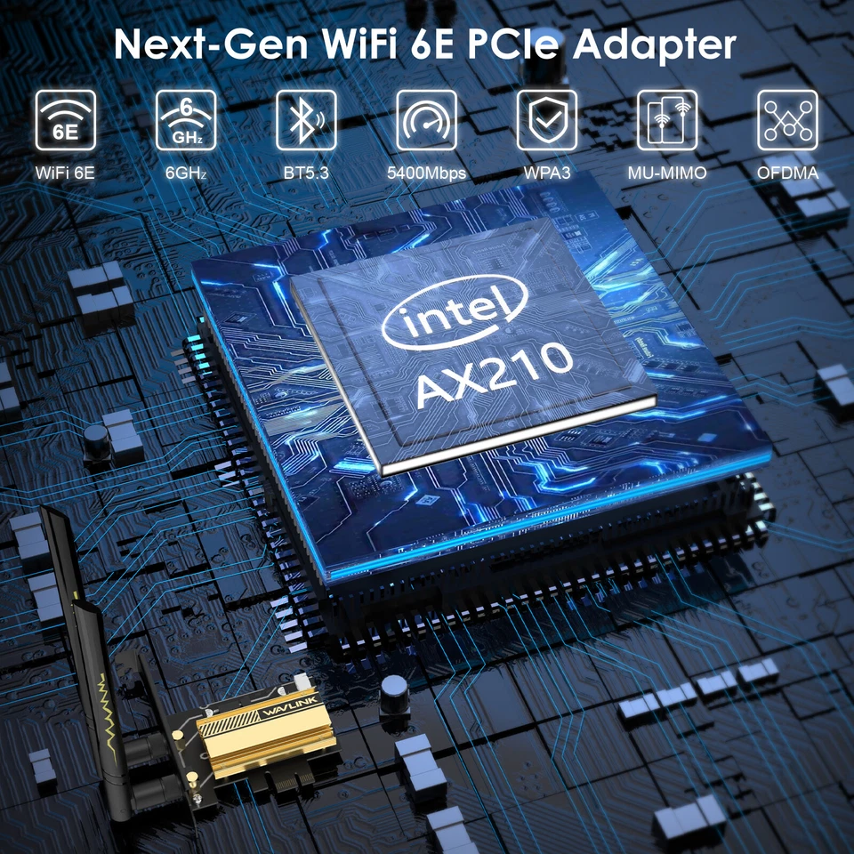 PCIe WiFi Bluetooth сетевая карта 5400Mbp трехдиапазонный 2.4/5/6g беспроводной Wi-Fi адаптер - Изображение 3 из 4