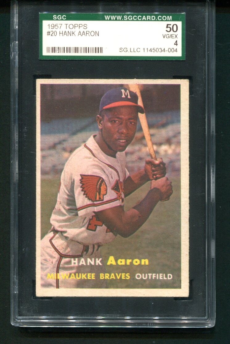 1957 Topps Hank Aaron Milwaukee Braves #20 SGC 4