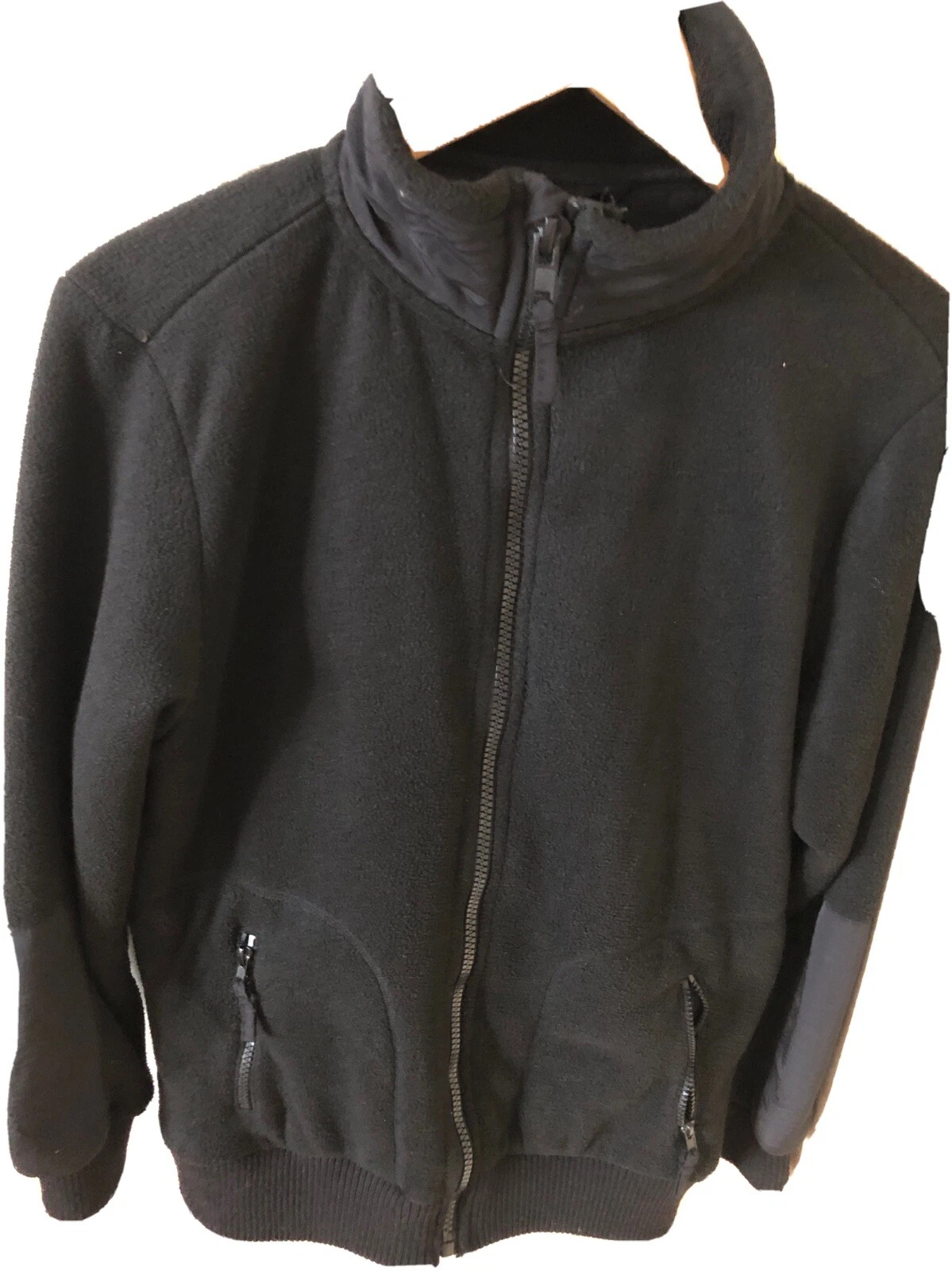 Fleece Bomber Jacket Full Zip Outdoor Black Size Small