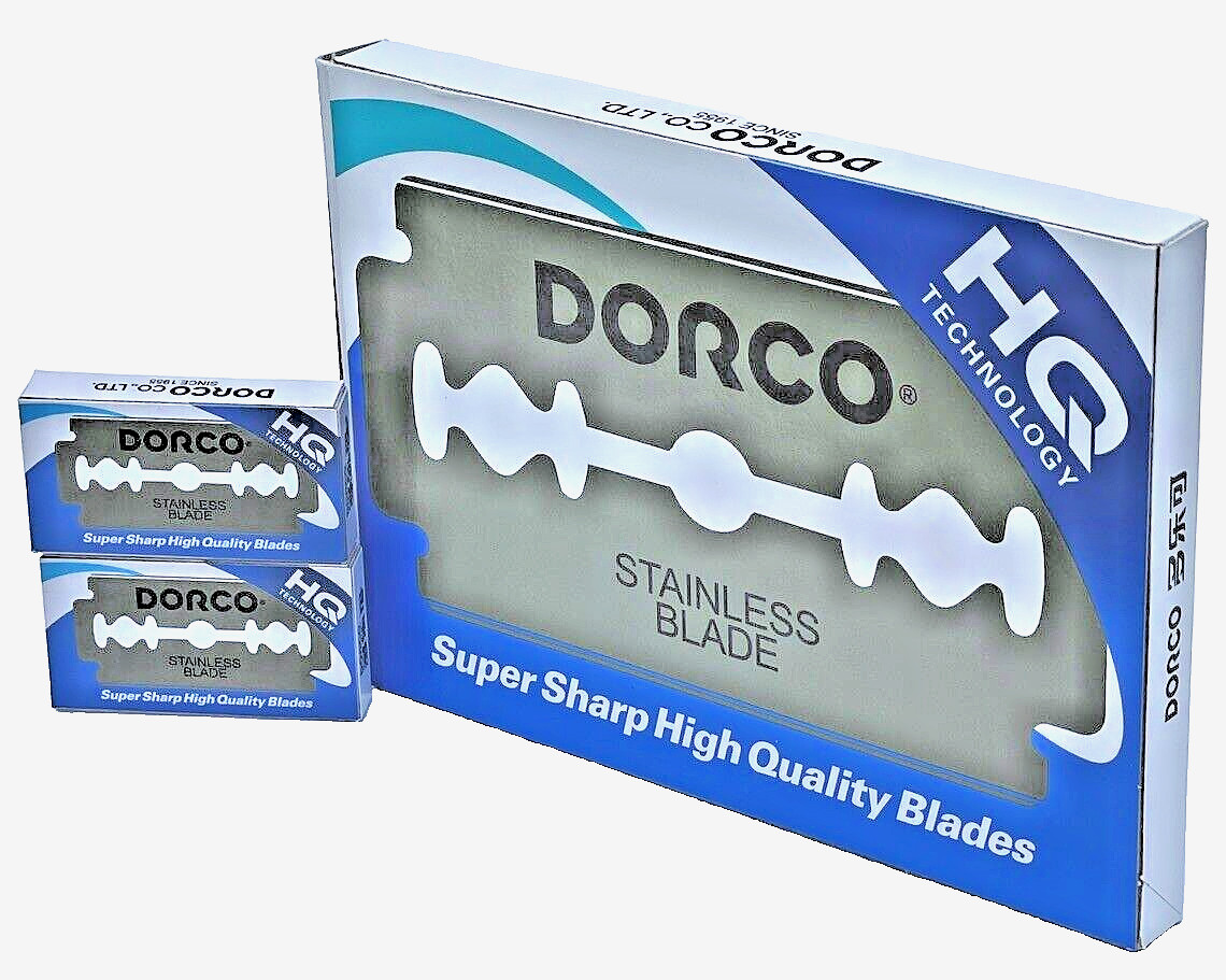 Dorco Razor Blades - 100 Stainless Double Edge Blades ST300 Barber Supplies